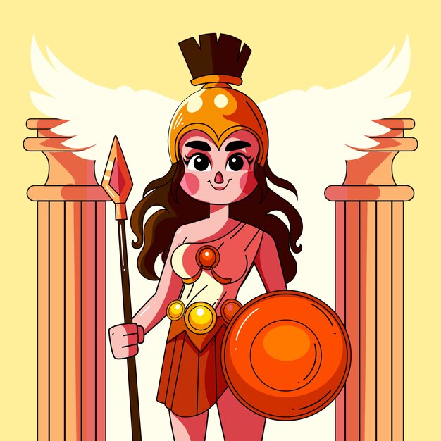 Ilustración de atena dibujada a mano