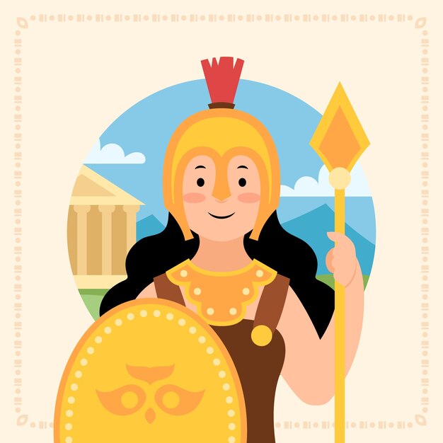 Ilustración de atena dibujada a mano