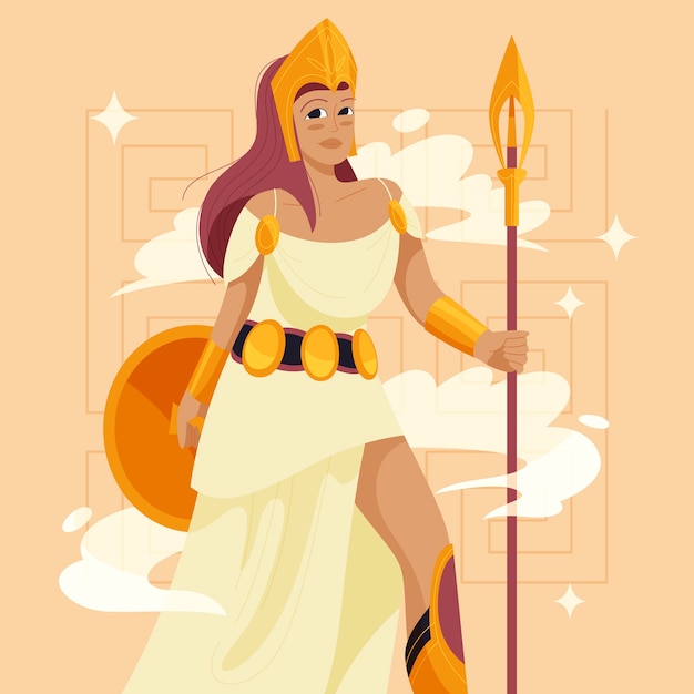 Ilustración de atena dibujada a mano