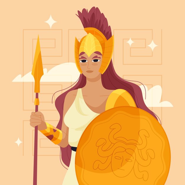 Ilustración de atena dibujada a mano