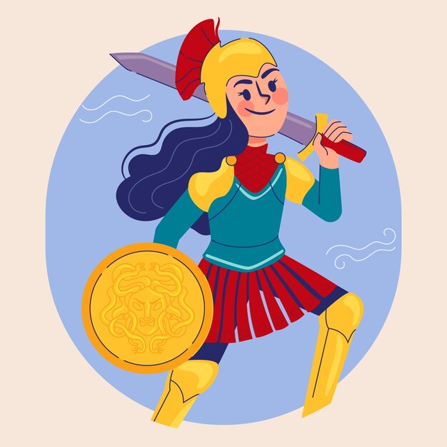 Ilustración de atena dibujada a mano
