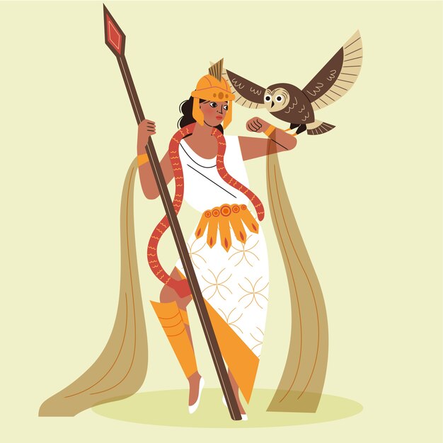 Ilustración de atena dibujada a mano