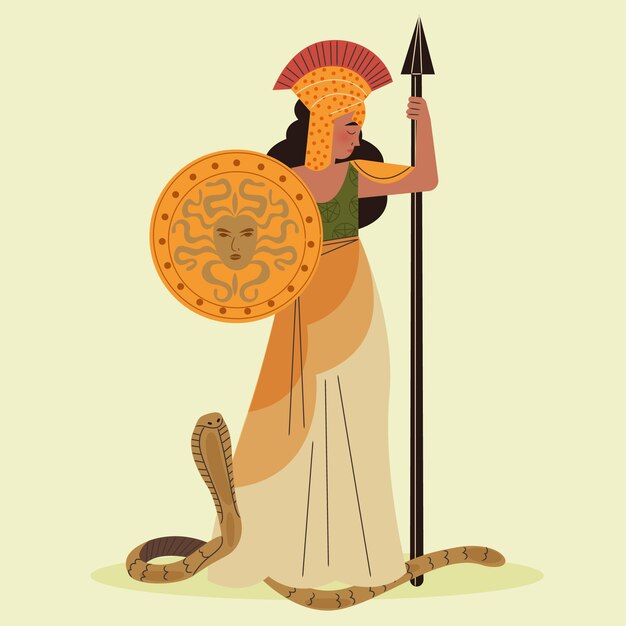 Ilustración de atena dibujada a mano