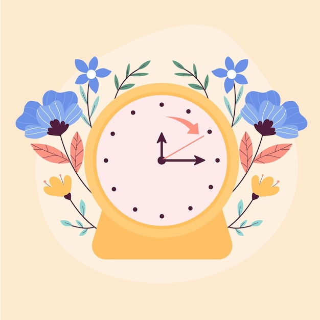 Ilustración de avance de resorte plano con reloj