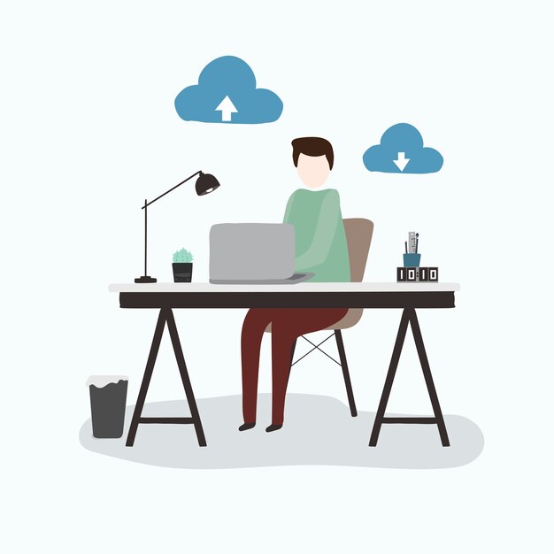 Ilustración del avatar humano usando tecnología