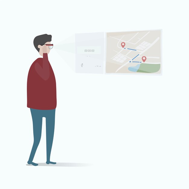Ilustración del avatar humano usando tecnología