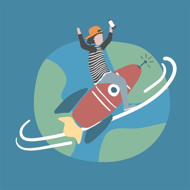 Ilustración del avatar humano usando tecnología