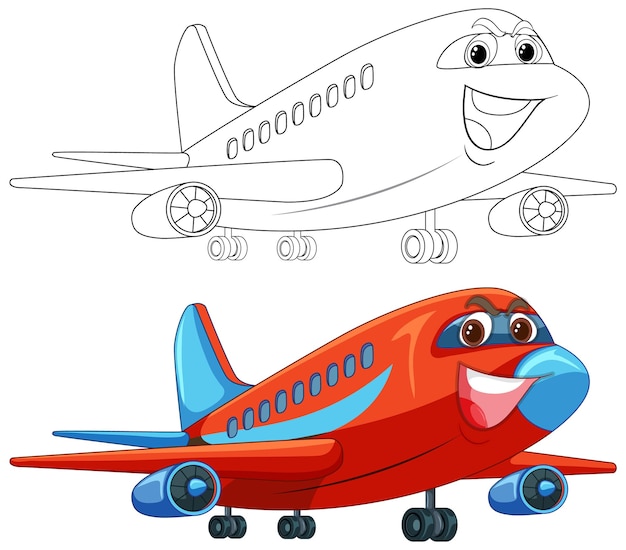 Ilustración de aviones de dibujos animados felices