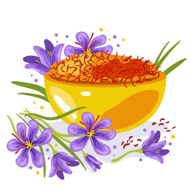 Ilustración de azafrán dibujado a mano