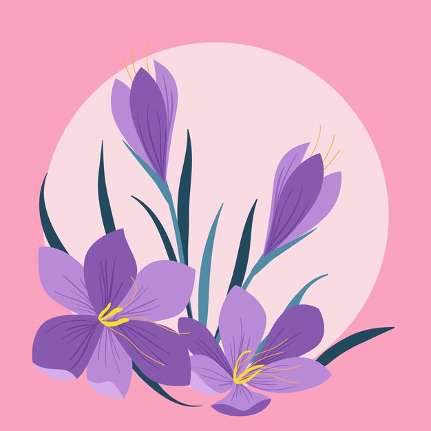 Ilustración de azafrán de diseño plano dibujado a mano