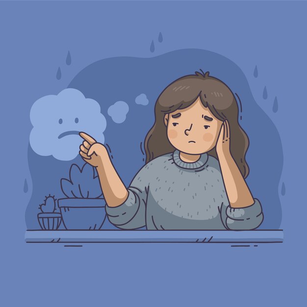 Ilustración azul del lunes dibujada a mano