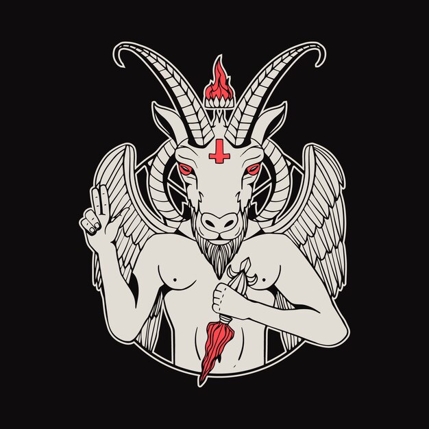 Ilustración de bafomet dibujado a mano