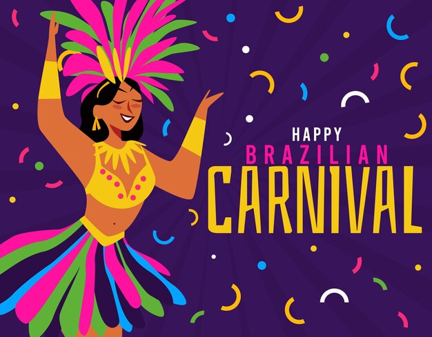 Ilustración de bailarina de carnaval brasileño