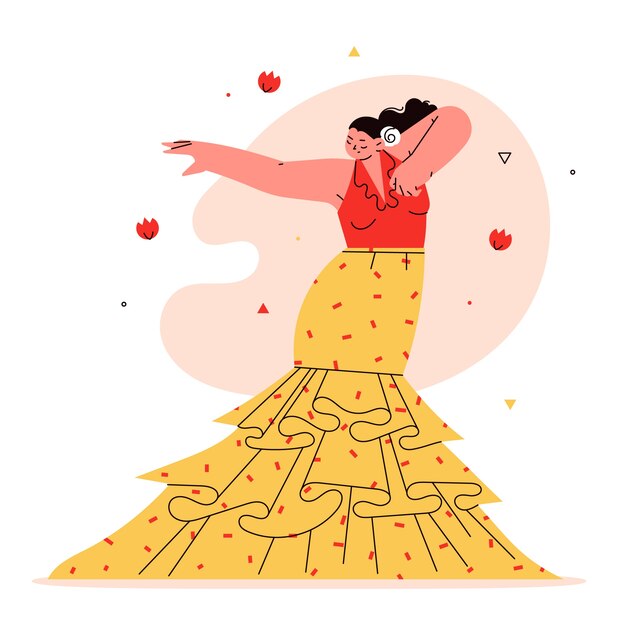 Ilustración de bailarina de flamenco dibujada a mano