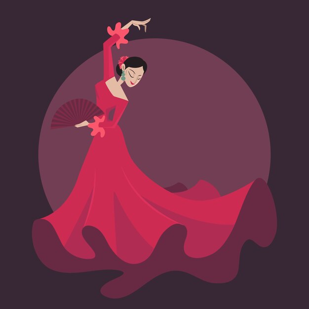 Ilustración de baile flamenco dibujado a mano