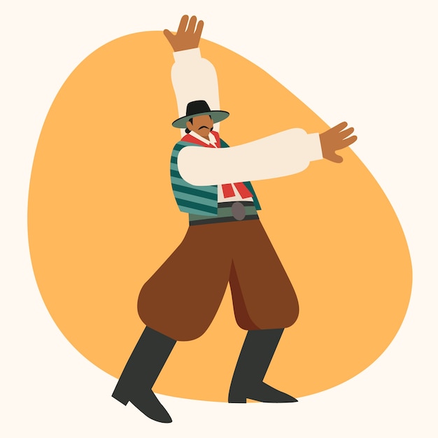 Vector gratuito ilustración de baile gaucho en estilo plano