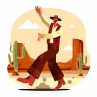 Vector gratuito ilustración de baile de personaje gaucho de diseño plano