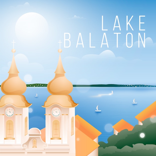 Ilustración de balaton del lago degradado