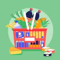 Vector gratuito ilustración de banco de alimentos de diseño plano dibujado a mano