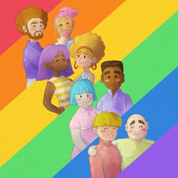 Ilustración de bandera del día del orgullo de acuarela pintada a mano