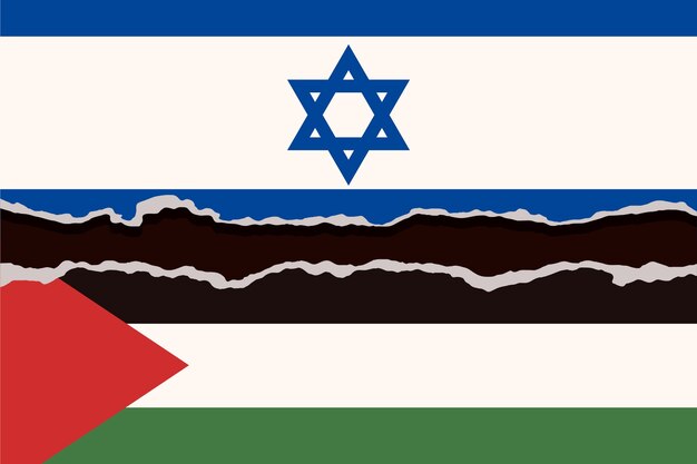 Ilustración de bandera de guerra palestina israel plana