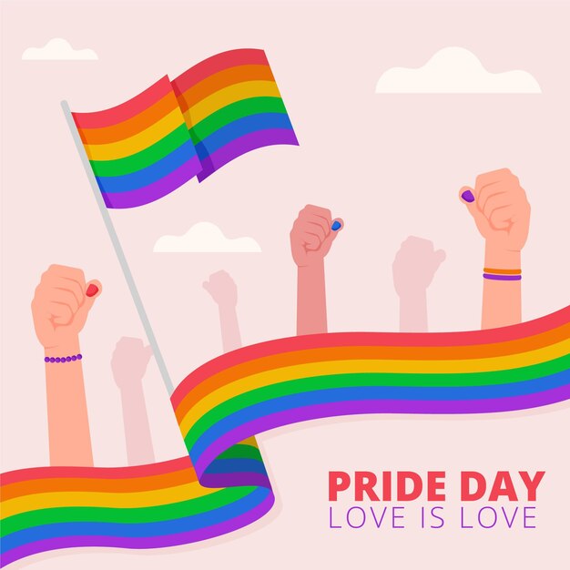 Ilustración de bandera plana del día del orgullo