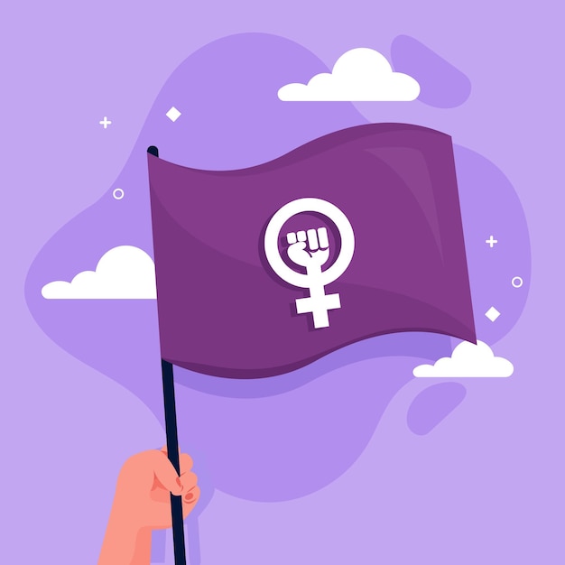 Ilustración de bandera plana feminista