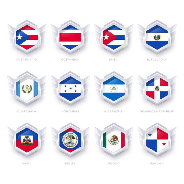 Ilustración de banderas de latam degradado