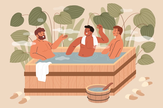 Vector gratuito ilustración de bañera de hidromasaje dibujada a mano