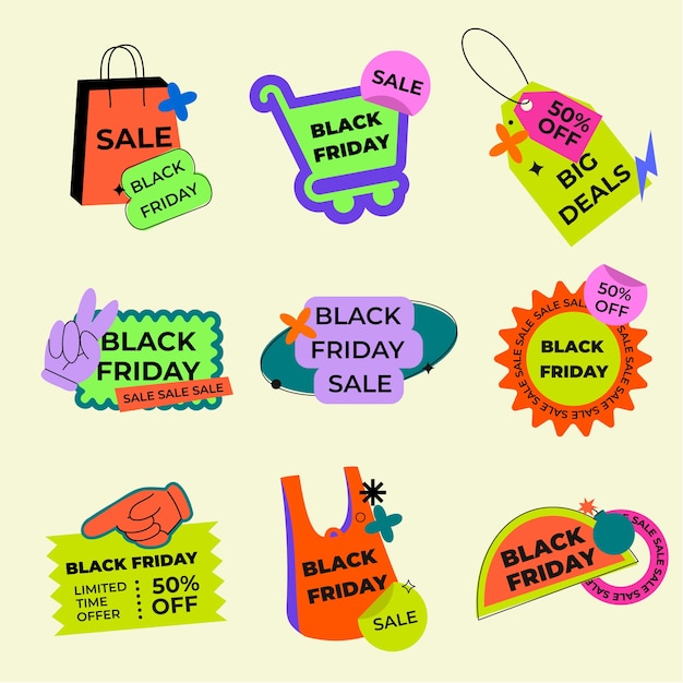 Ilustración de banner de etiqueta plana para rebajas del viernes negro