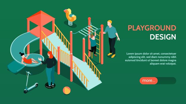 Ilustración de banner horizontal de patio isométrico