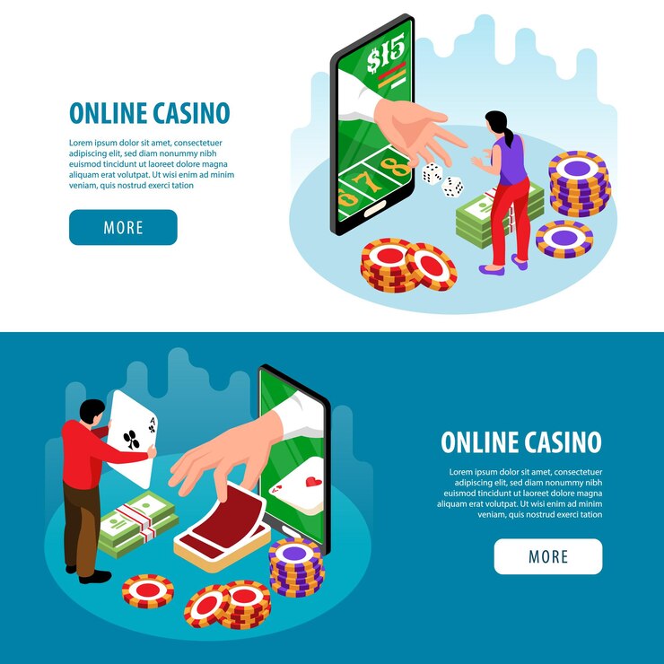 Vector gratuito ilustración de banners horizontales de casino en línea isométrica