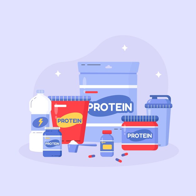 Ilustración de batido de proteína dibujado a mano