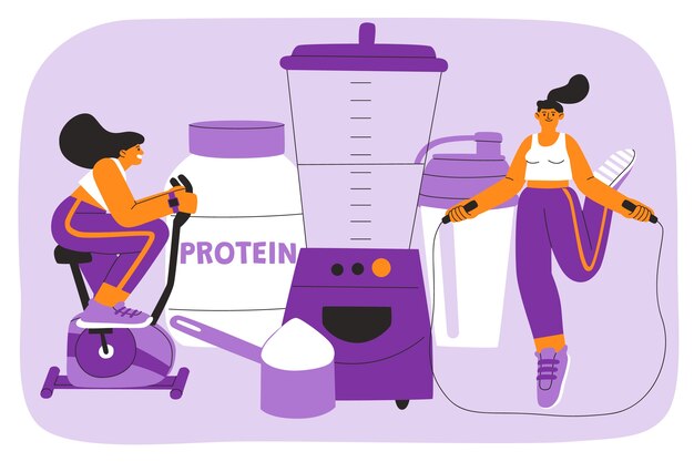 Ilustración de batido de proteína dibujado a mano