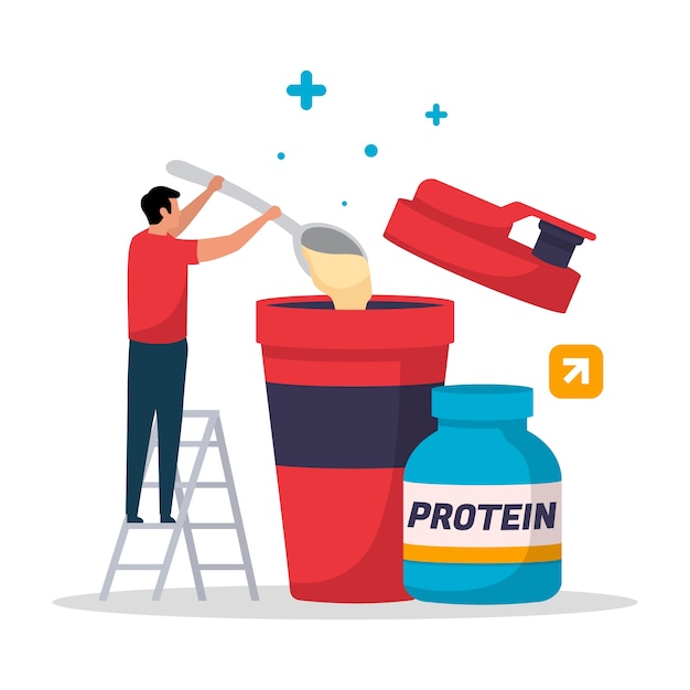 Ilustración de batido de proteína dibujado a mano