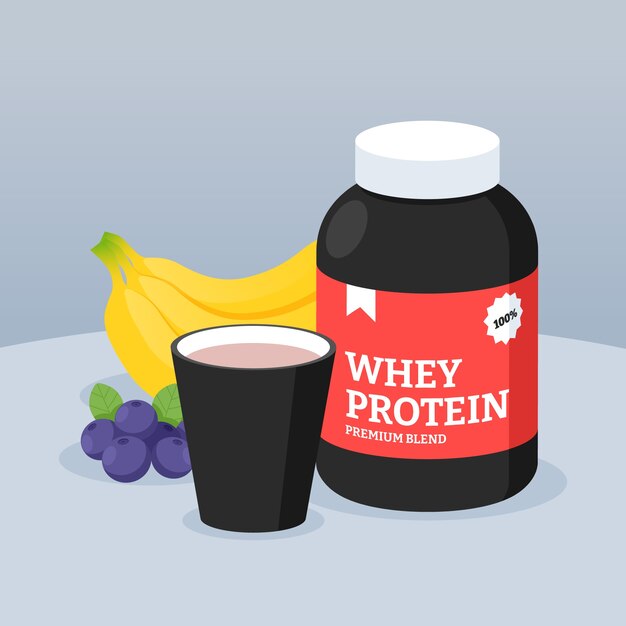 Ilustración de batido de proteína dibujado a mano