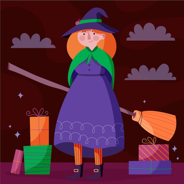 Vector gratuito ilustración de befana plana