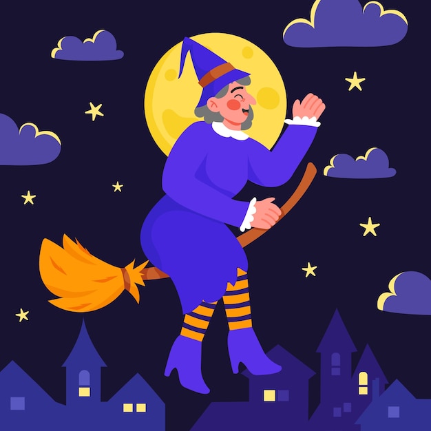 Vector gratuito ilustración de una befana plana