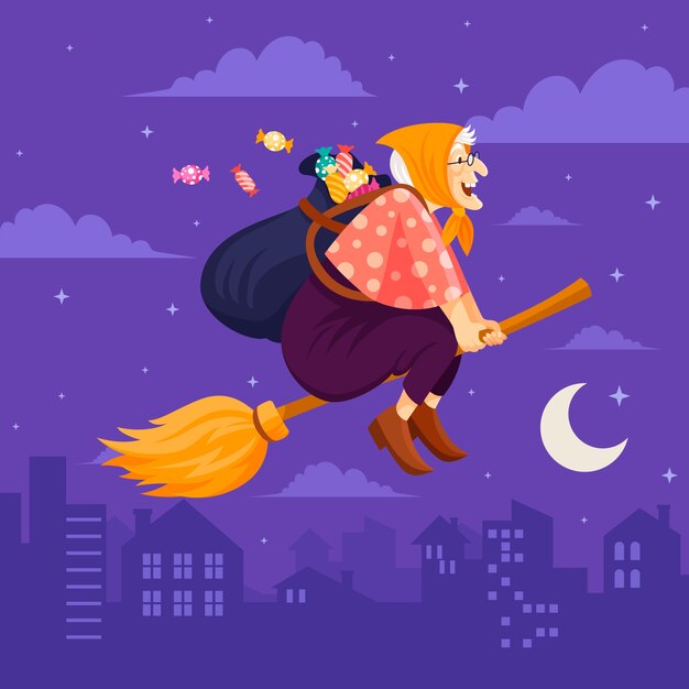 Ilustración de una befana plana