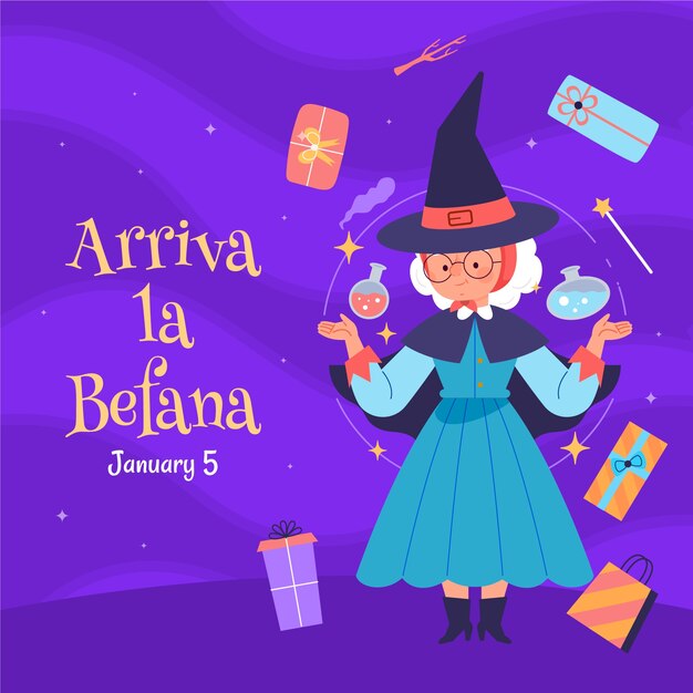 Ilustración de una befana plana