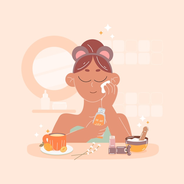 Ilustración de belleza coreana dibujada a mano