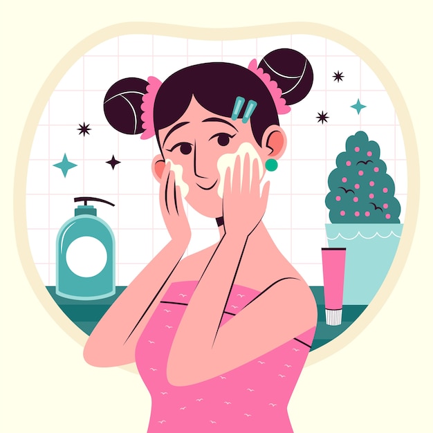 Ilustración de belleza coreana dibujada a mano