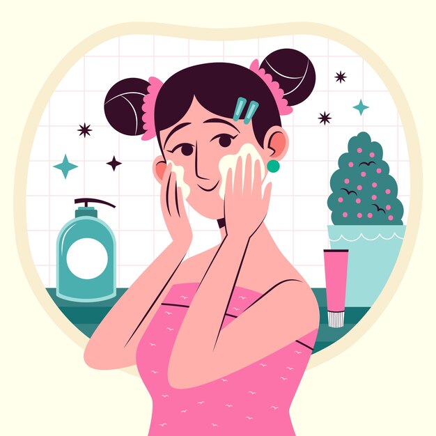 Ilustración de belleza coreana dibujada a mano