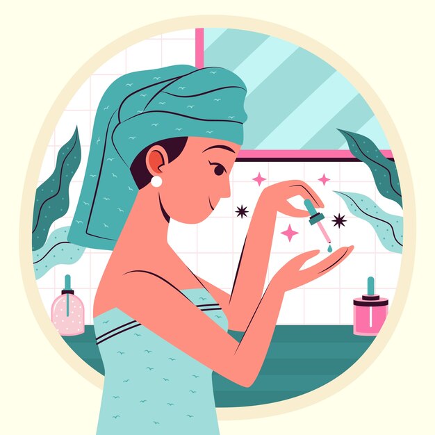 Ilustración de belleza coreana dibujada a mano