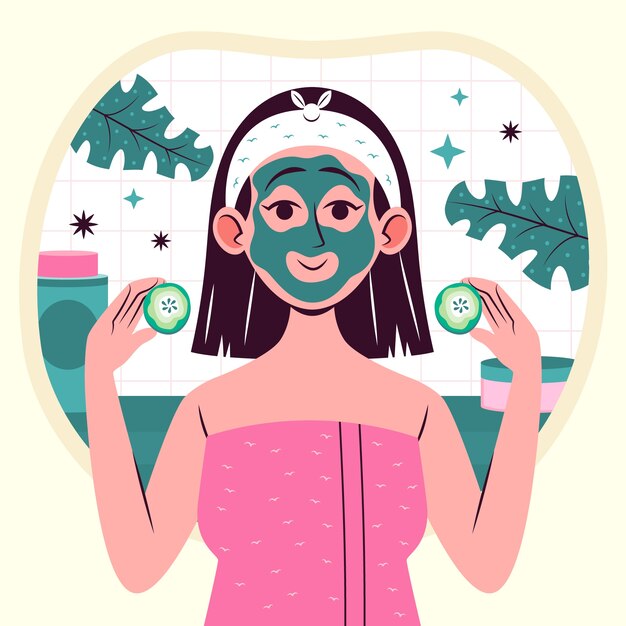 Ilustración de belleza coreana dibujada a mano