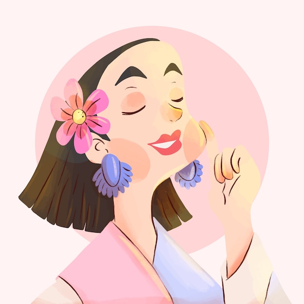 Vector gratuito ilustración de belleza étnica acuarela