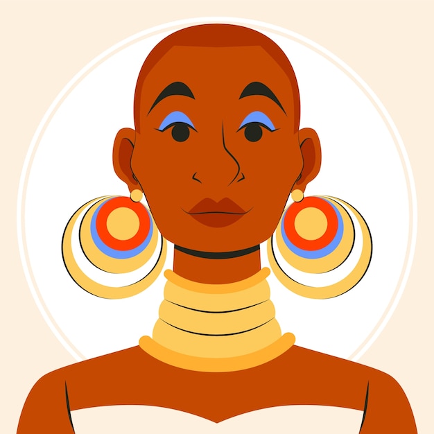 Ilustración de belleza étnica dibujada a mano