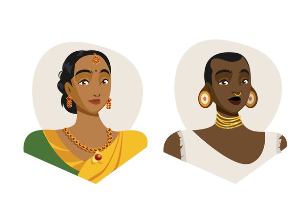 Ilustración de belleza étnica dibujada a mano