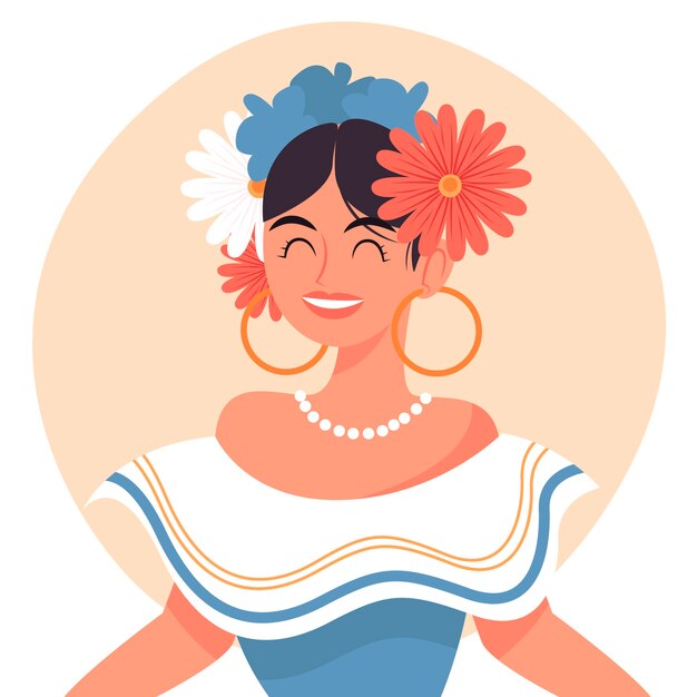 Ilustración de belleza étnica dibujada a mano