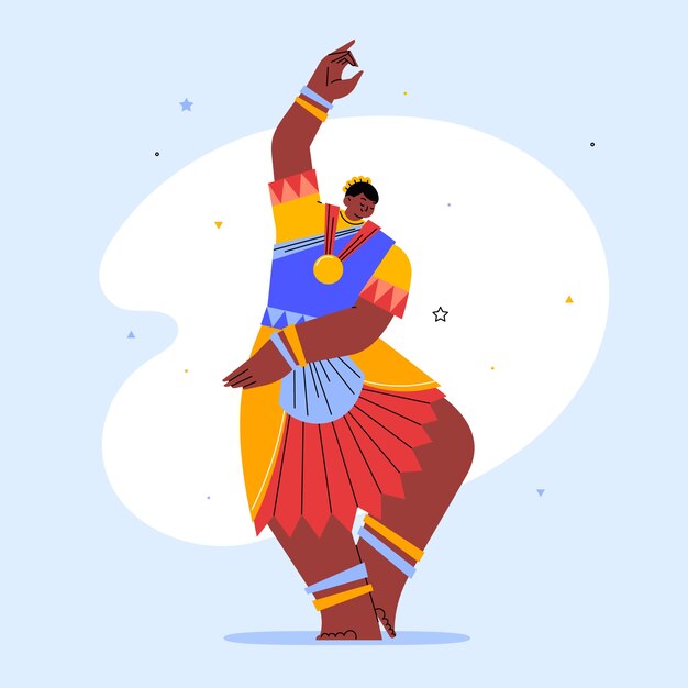 Ilustración de bharatanatyam de diseño plano